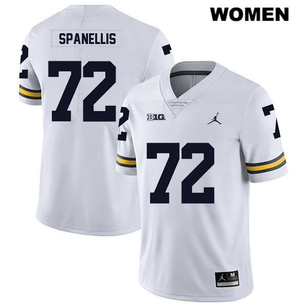 Women's NCAA Michigan Wolverines Stephen Spanellis #72 White Jordan Brand Authentic Stitched Legend Football College Jersey VW25K56UR